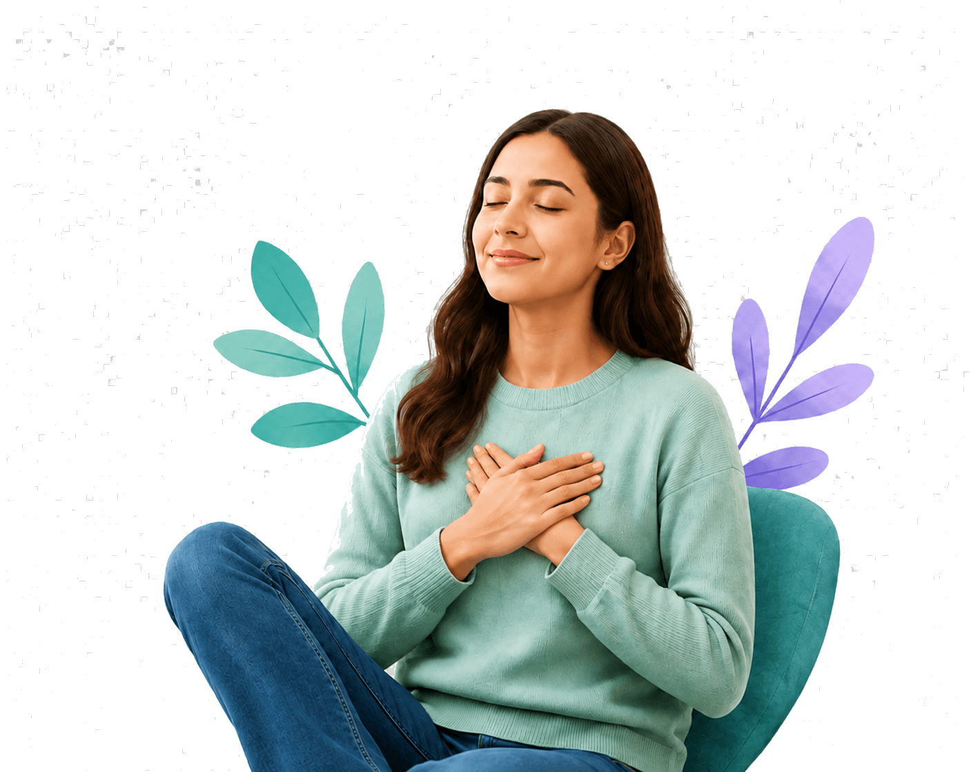 Woman relaxing and focusing on her mental wellness